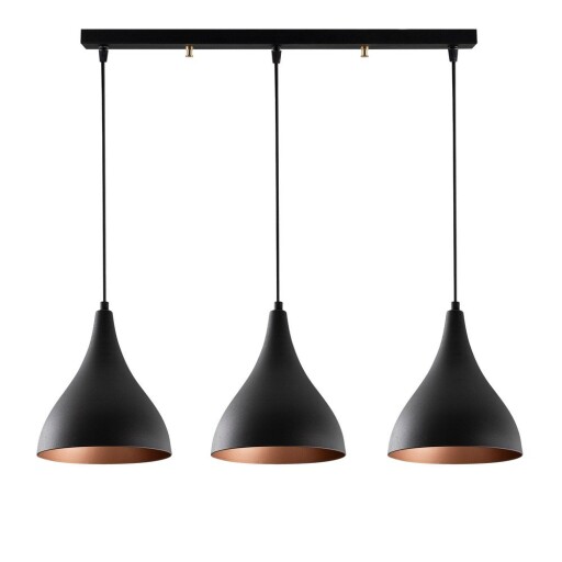 Plafonieră de 3 becuri Opviq lights Berceste Long, negru