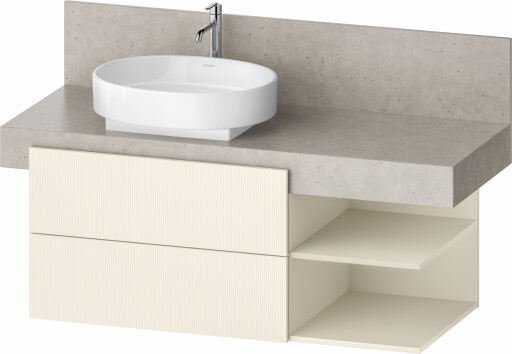 Dulap baza Duravit Balcoon 120x57cm pentru consola Mineral  doua sertare cu inchidere lenta  orientare stanga  ivory mat