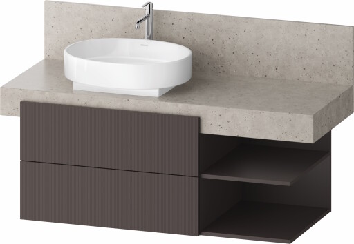 Dulap baza Duravit Balcoon 120x57cm pentru consola Mineral  doua sertare cu inchidere lenta  orientare stanga  maro mat
