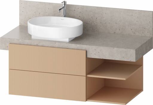 Dulap baza Duravit Balcoon 120x57cm pentru consola Mineral  doua sertare cu inchidere lenta  orientare stanga  terraccino mat