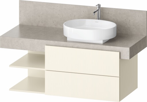 Dulap baza Duravit Balcoon 120x57cm pentru consola Mineral  doua sertare cu inchidere lenta  orientare dreapta  ivory mat