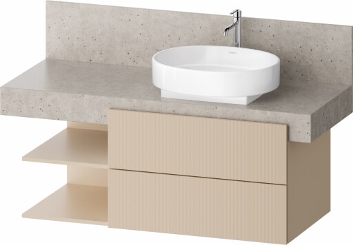 Dulap baza Duravit Balcoon 120x57cm pentru consola Mineral  doua sertare cu inchidere lenta  orientare dreapta  sand beige mat