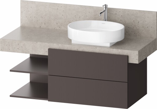 Dulap baza Duravit Balcoon 120x57cm pentru consola Mineral  doua sertare cu inchidere lenta  orientare dreapta  maro mat