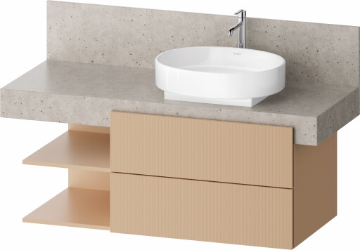 Dulap baza Duravit Balcoon 120x57cm pentru consola Mineral  doua sertare cu inchidere lenta  orientare dreapta  terraccino mat