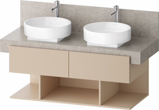 Dulap baza Duravit Balcoon 120x57cm pentru consola Mineral  doua sertare cu inchidere lenta  sand beige mat