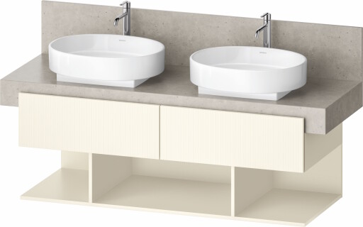 Dulap baza Duravit Balcoon 140x57cm pentru consola Mineral  doua sertare cu inchidere lenta  ivory mat