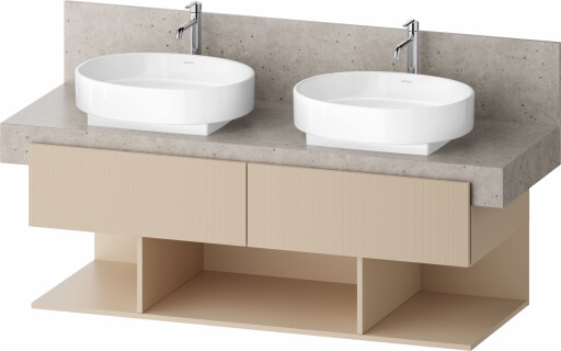 Dulap baza Duravit Balcoon 140x57cm pentru consola Mineral  doua sertare cu inchidere lenta  sand beige mat