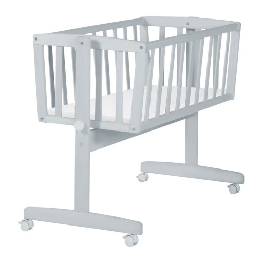 Pătuț leagăn gri cu roți 40x90 cm – Roba