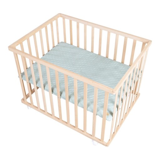 Țarc pentru copii în culoare naturală cu înălțime reglabilă/cu roți 75x100 cm Style – Roba
