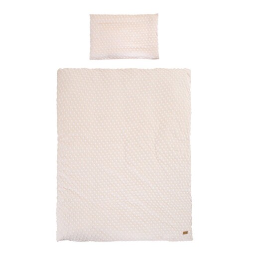 Lenjerie de pat pentru copii bej din amestec de bumbac pentru pătuț 100x135 cm Frosty Almond – Roba