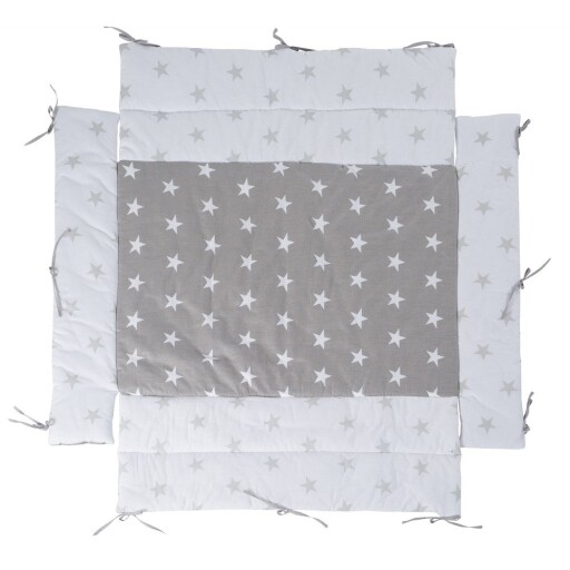 Apărătoare pentru pătuț alb/gri din amestec de bumbac 96 cm Little Stars – Roba