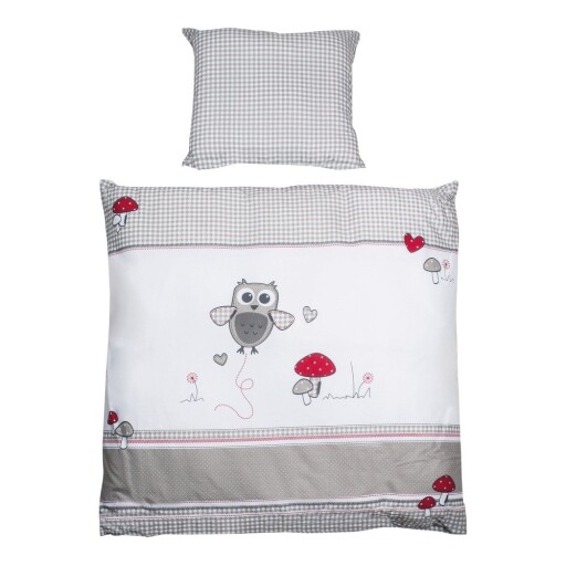 Lenjerie de pat pentru copii albă/gri din bumbac pentru pătuț 80x80 cm Adam & Eule – Roba