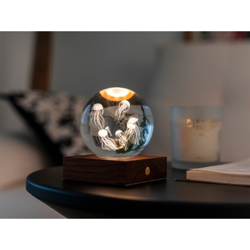 Veioză în culoare naturală LED cu abajur din sticlă (înălțime 8 cm) Amber – Gingko