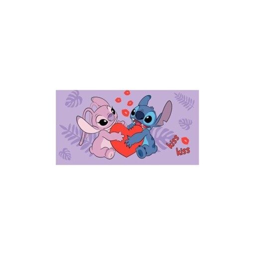 Prosop pentru copii mov din bumbac 70x140 cm Lilo and Stitch "Kiss" – Jerry Fabrics