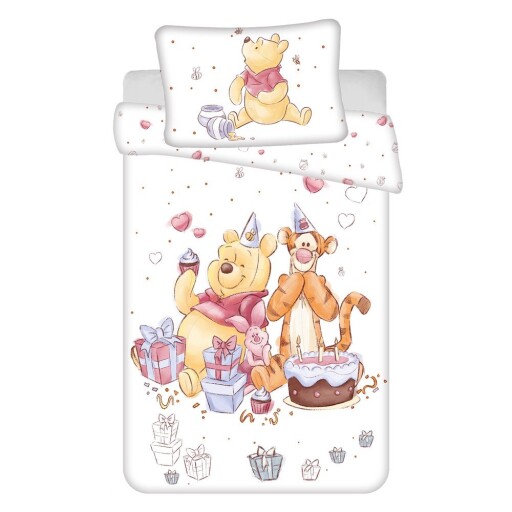 Lenjerie de pat pentru copii albă din bumbac pentru pătuț 100x135 cm WTP "Birthday party" – Jerry Fabrics