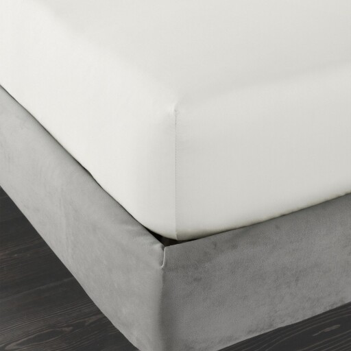 Cearceaf fildeș din bumbac satinat cu elastic 135x190 cm Cotton Sateen – Bianca