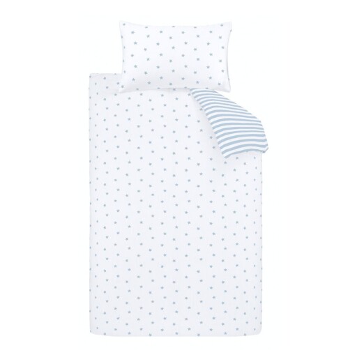 Lenjerie de pat pentru copii albă-albastră din bumbac pentru pat dublu 200x200 cm Mini Star & Stripes – Bianca