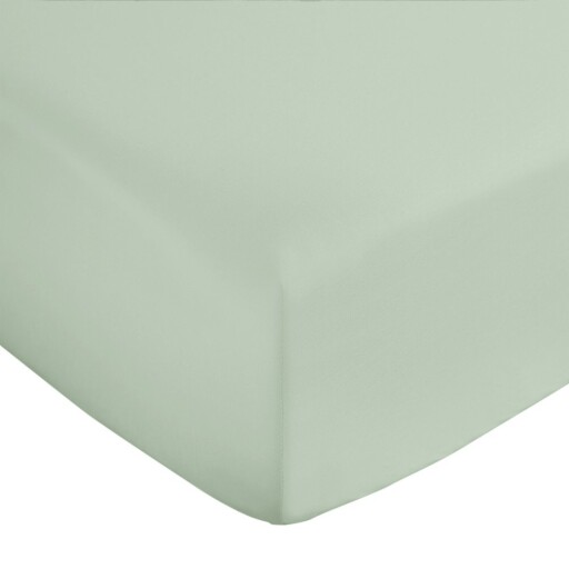 Cearceaf verde deschis din bumbac satinat cu elastic 90x190 cm Cotton Sateen – Bianca