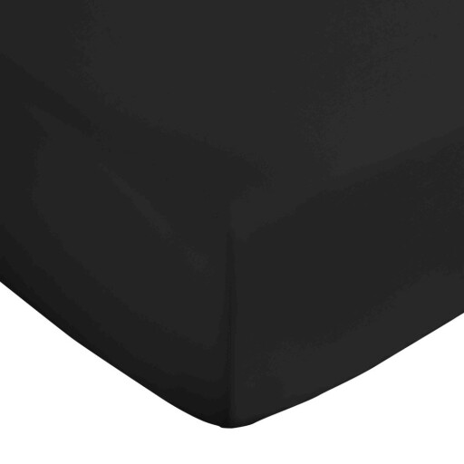 Cearceaf negru din bumbac satinat cu elastic 150x200 cm Cotton Sateen – Bianca