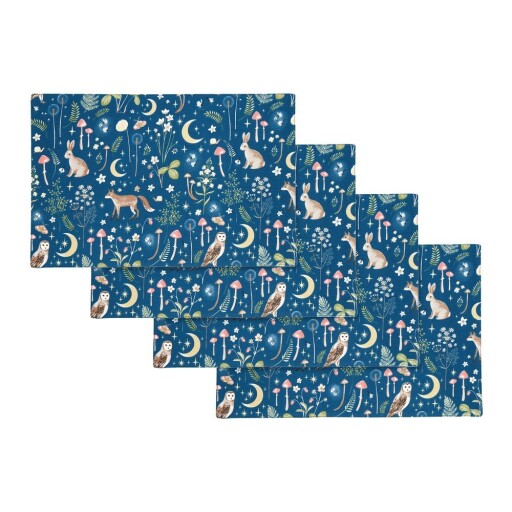 Suporturi pentru farfurii 4 buc. din bumbac 30x46 cm Enchanted Twilight Animals – Catherine Lansfield