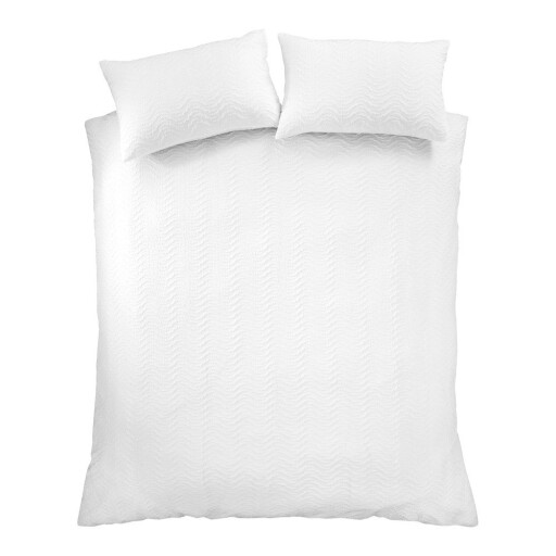 Lenjerie de pat albă din țesătură crep pentru pat dublu, extinsă 230x220 cm Heatset Wave – Catherine Lansfield