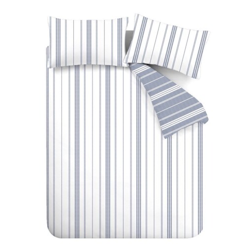 Lenjerie de pat albă-albastră pentru pat dublu, extinsă 230x220 cm Harbour Stripe – Catherine Lansfield