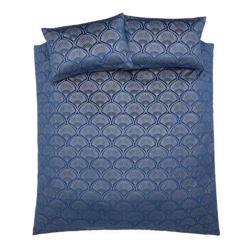 Lenjerie de pat albastră pentru pat dublu, extinsă 230x220 cm Art Deco Pearl – Catherine Lansfield