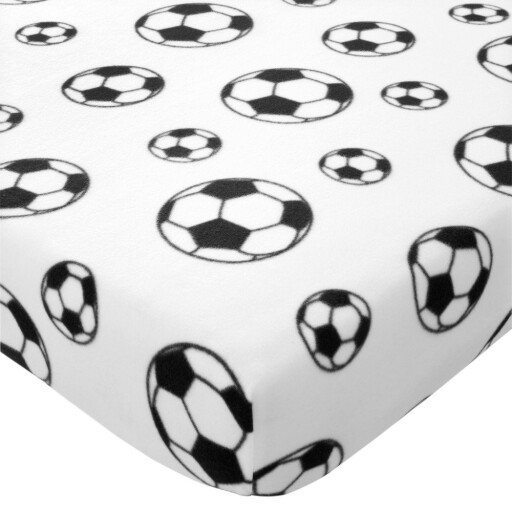 Cearceaf pentru copii alb din polar/fleece pentru pătuț cu elastic 70x140 cm Football – Catherine Lansfield