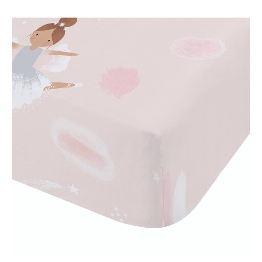 Cearceaf pentru copii roz pentru pat dublu cu elastic 135x190 cm Dancing Fairies – Catherine Lansfield