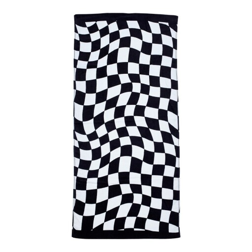 Prosop de plajă alb-negru din bumbac 76x160 cm Checkerboard – Catherine Lansfield