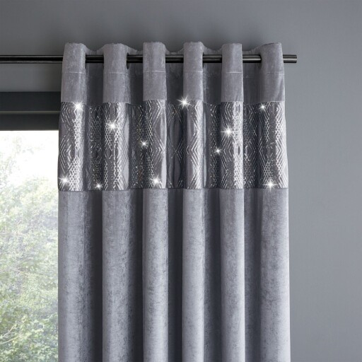 Draperii gri 2 buc. 168x137 cm Crushed Velvet Glamour Sequin – Catherine Lansfield