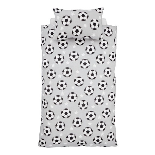 Lenjerie de pat pentru copii gri din flanelă pentru pat dublu 200x200 cm Football Stars – Catherine Lansfield