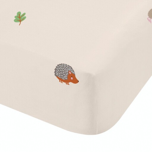 Cearceaf pentru copii bej pentru pat de o persoană cu elastic 90x190 cm Fox and Woodland Friends – Catherine Lansfield