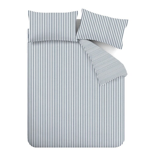 Lenjerie de pat albastră din flanelă pentru pat dublu, extinsă 230x220 cm Stripe – Catherine Lansfield