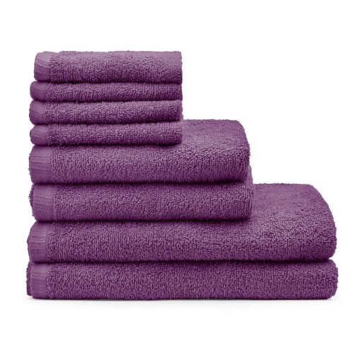 Prosoape de baie mov 8 buc. din bumbac cu uscare rapidă, din frotir Quick Dry – Catherine Lansfield