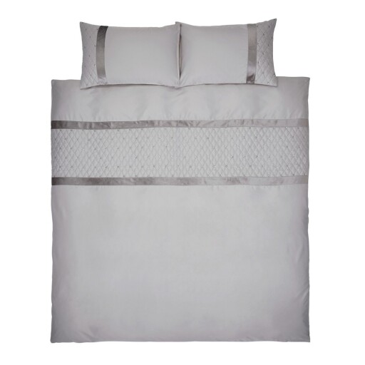 Lenjerie de pat gri din microsatin pentru pat dublu, extinsă 230x220 cm Sequin Cluster – Catherine Lansfield