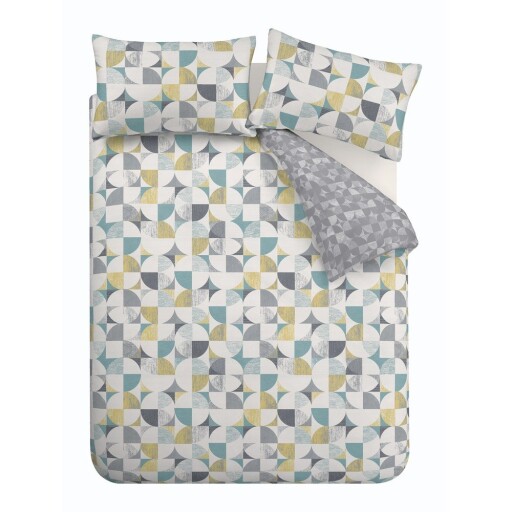 Lenjerie de pat gri pentru pat dublu, extinsă 230x220 cm Retro Circles – Catherine Lansfield