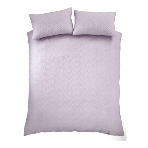 Lenjerie de pat mov lavandă din țesătură crep pentru pat dublu/extinsă 230x220 cm Heatset Wave – Catherine Lansfield