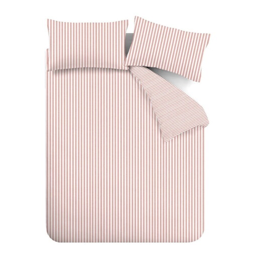 Lenjerie de pat roz din flanelă pentru pat dublu, extinsă 230x220 cm Stripe – Catherine Lansfield