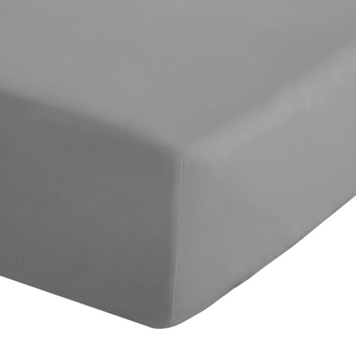 Cearceaf gri din bumbac percale cu elastic 135x190 cm Easy Iron Percale – Catherine Lansfield