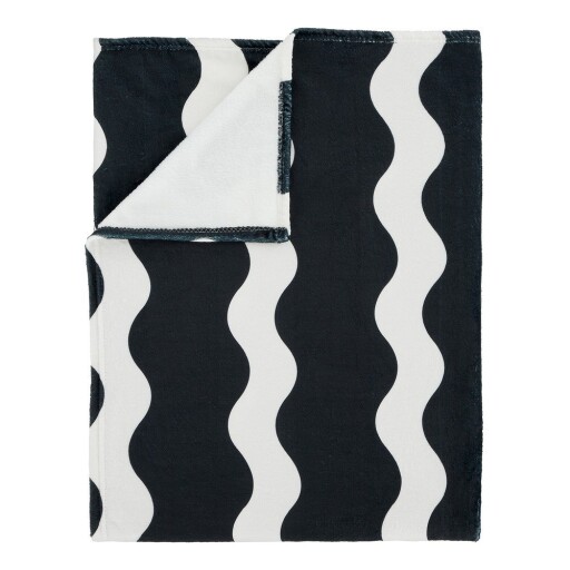 Cuvertură alb-negru din micropluș/cocolino 200x240 cm Waves – Sassy B
