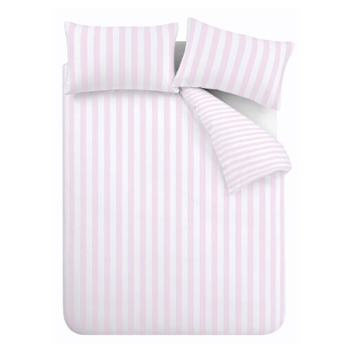 Lenjerie de pat albă-roz pentru pat de o persoană 135x200 cm Stripe Tease – Sassy B