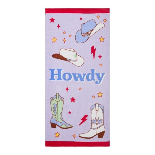 Prosop de plajă mov din bumbac din frotir 76x160 cm Howdy Cowgirl – Sassy B