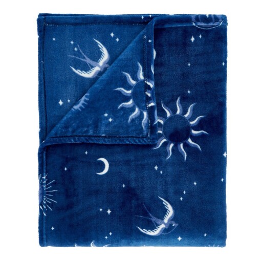 Cuvertură albastră din micropluș/cocolino 200x240 cm Astrology – Sassy B