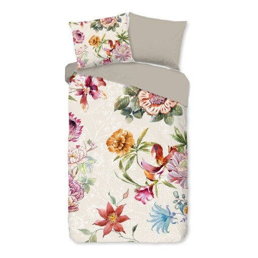 Lenjerie de pat bej din bumbac pentru pat de o persoană, extinsă 140x220 cm Jaimy – Good Morning