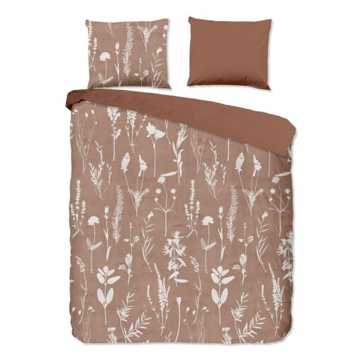 Lenjerie de pat maro din bumbac pentru pat de o persoană, extinsă 140x220 cm Rav – Good Morning