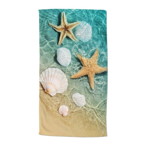 Prosop de plajă albastru/bej din catifea 100x180 cm Beachvibe – Good Morning