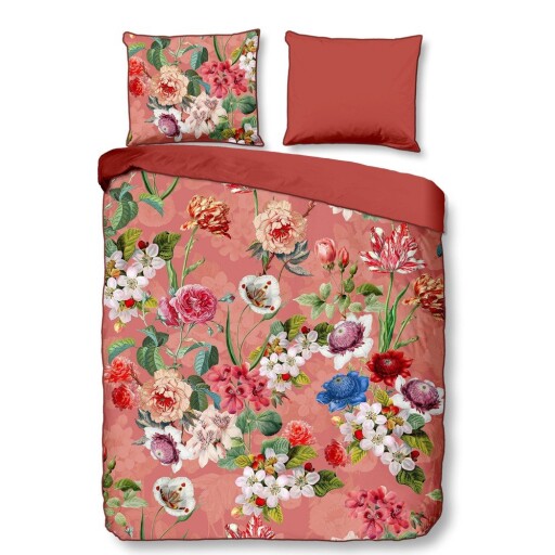 Lenjerie de pat portocalie din bumbac satinat pentru pat dublu, extinsă 240x220 cm Amalia – Descanso