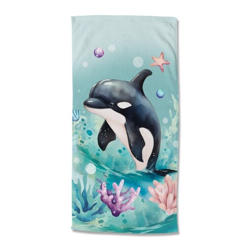 Prosop de plajă albastru din catifea pentru copii 75x150 cm Splash – Good Morning