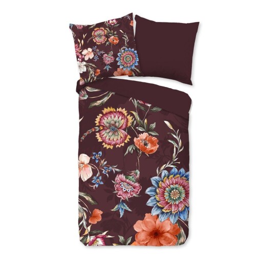 Lenjerie de pat burgundy din bumbac pentru pat de o persoană, extinsă 140x220 cm Madelief – Good Morning